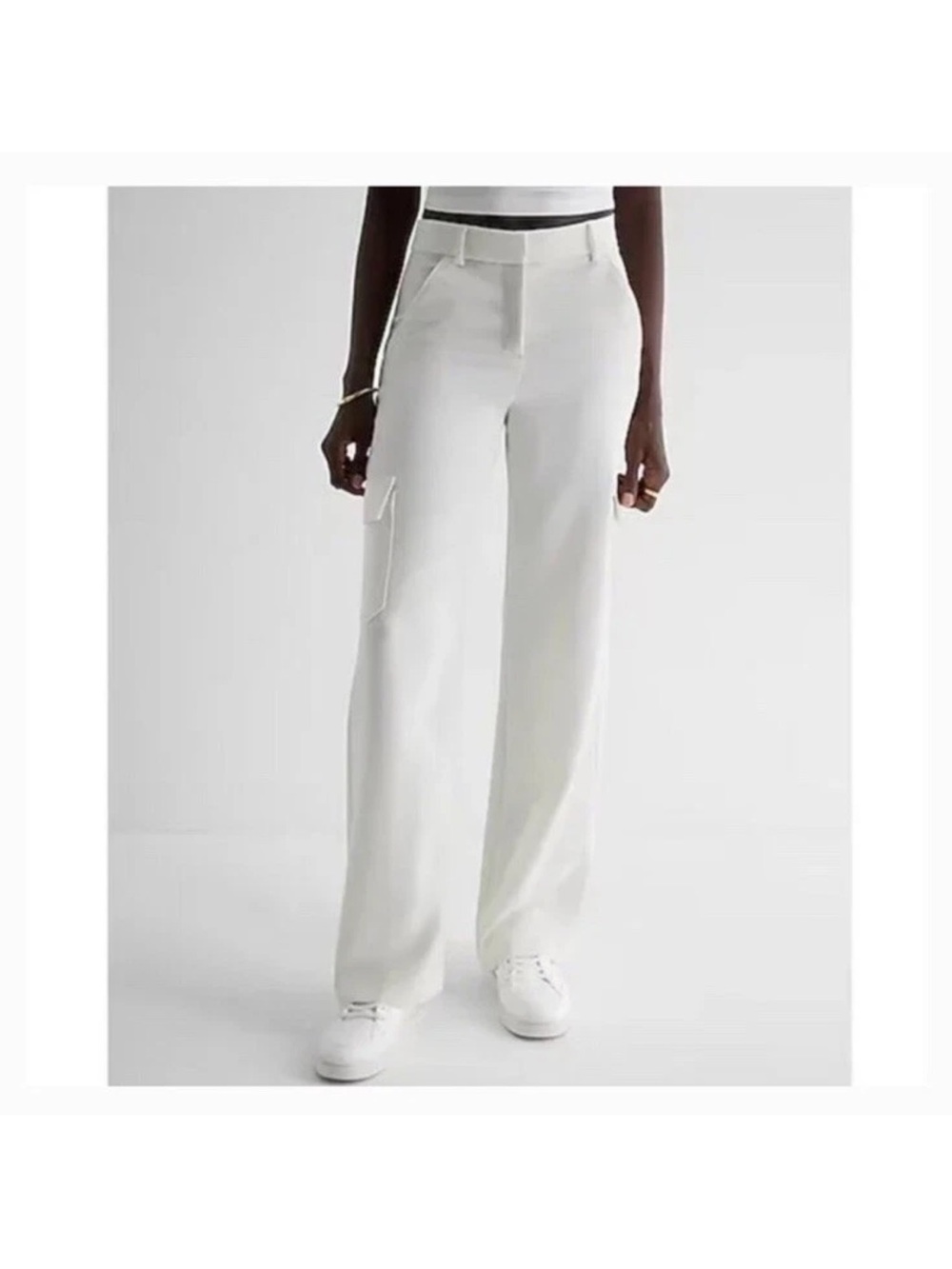 Express White Wide-Leg Utility Trousers